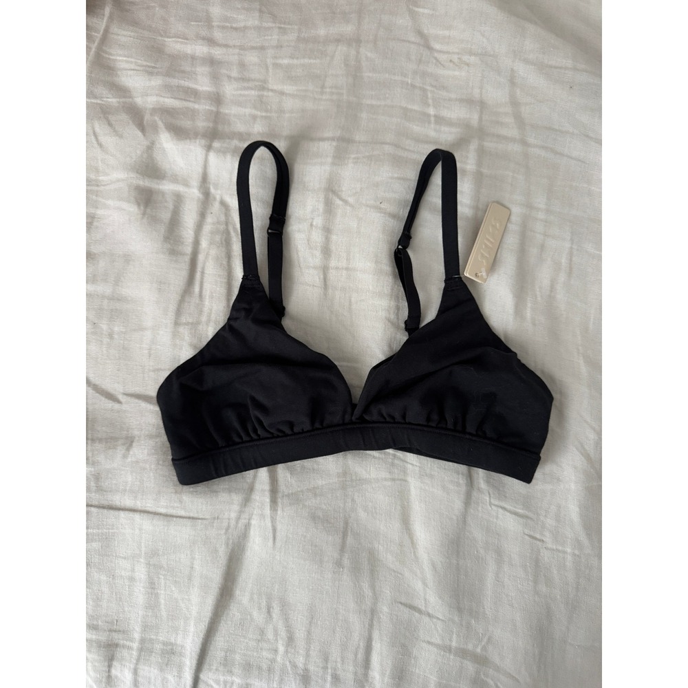 Skims Cotton Jersey Triangle Bralette Soot Black Size XS NEW NWT